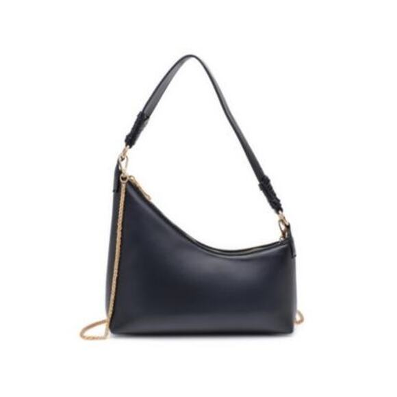 Urban Expressions Women's Asymmetric Shoulder Bag in Black & Gold - Picture 1 of 5